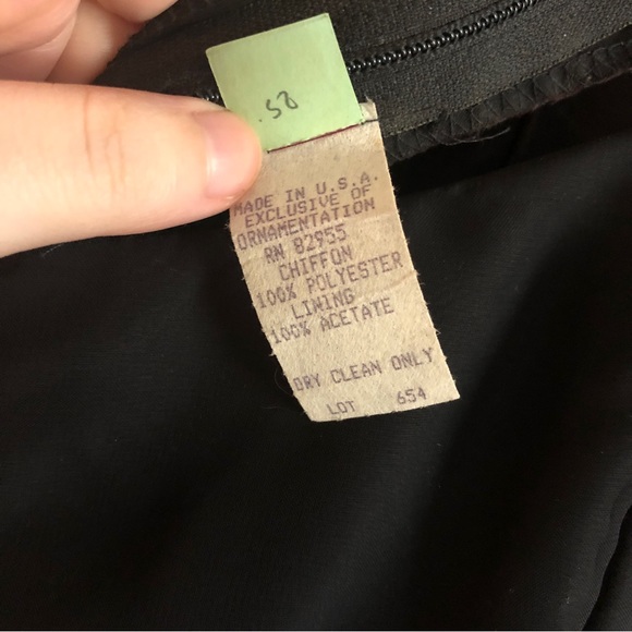 Vintage ‘90s Black Bardot Neckline Tea-Length Gown - Picture 7 of 9